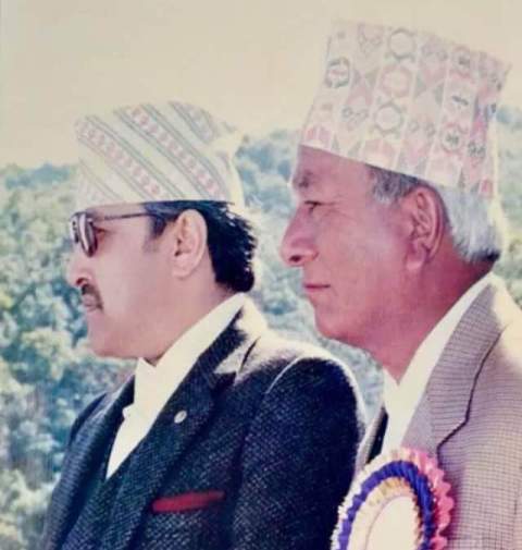 Bel Prasad Shrestha with king Birendra